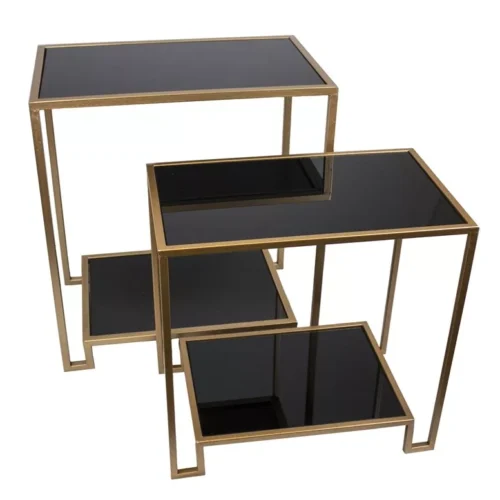 METAL & BLACK MIRROR ACCENT TABLES