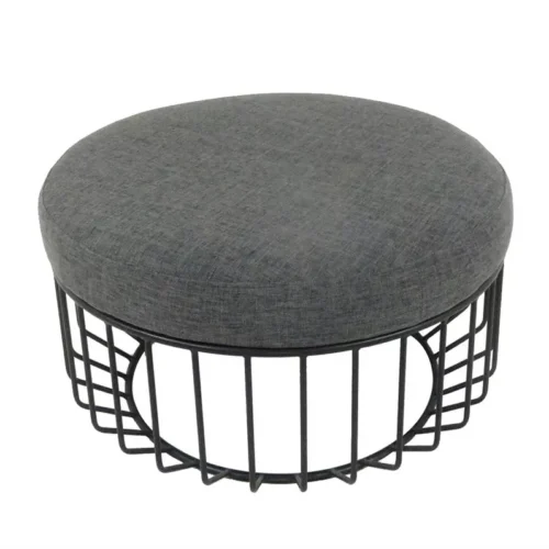 METAL AND FABRIC COCKTAIL OTTOMAN