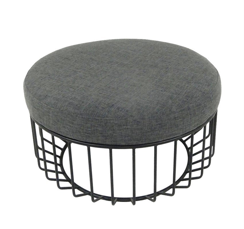 METAL AND FABRIC COCKTAIL OTTOMAN - Jana Ward Interiors