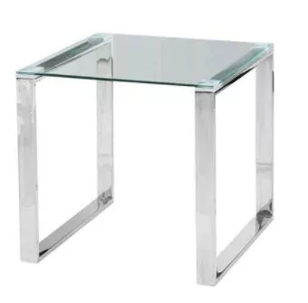 STAINLESS STEEL AND GLASS SIDE TABLE