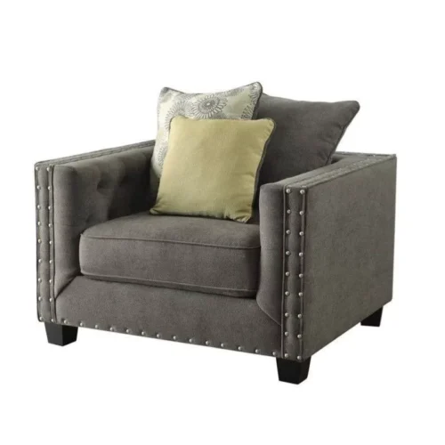 KELVINGTON GREY CHAIR WITH NAILHEADS