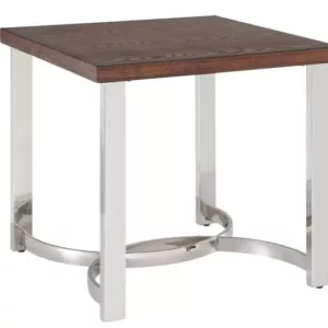 DARK BROWN AND CHROME END TABLE
