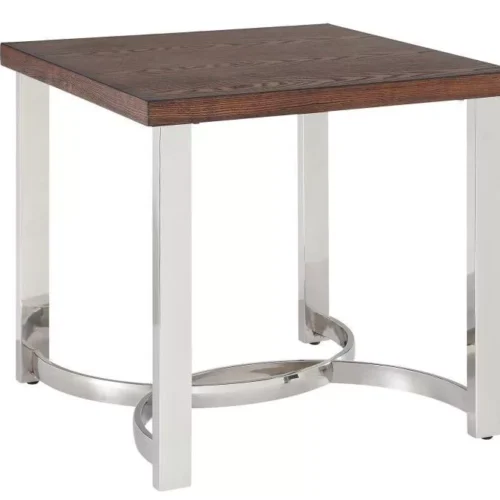 DARK BROWN AND CHROME END TABLE