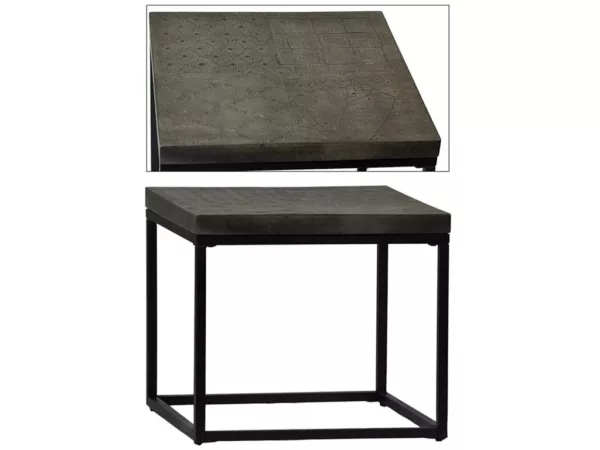 BLK IRON BASE STAMP CONCR. TOP SD TABLE