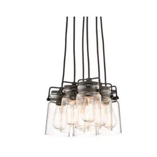 BRINLEY 6 LIGHT 12″ PENDANT WITH CANNING JAR STYLE SHADES