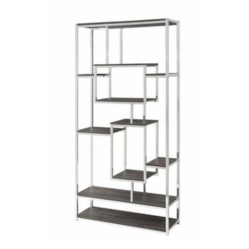 CHROME AND DARK BROWN SHELVES