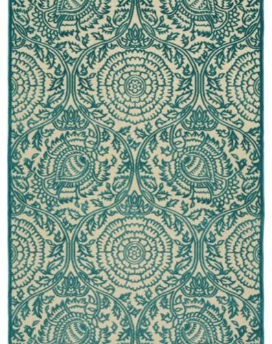 LIGHT BLUE AND BEIGE RUG    4’X 5.8′