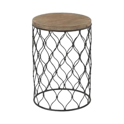 LARGE WOOD TOP DRUM TABLE