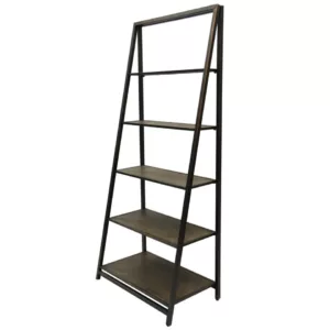 METAL AND WOOD FOUR TIER LEANER SHELF