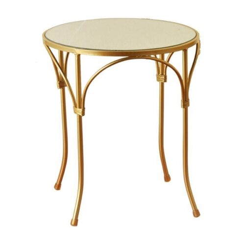 SM MIRROR TOP GOLD 4 LEG SIDE TABLE