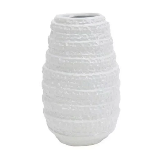 TEXTURED WHITE CERAMIC VASE