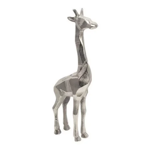 SILVER ALUMINUM STANDING GIRAFFE