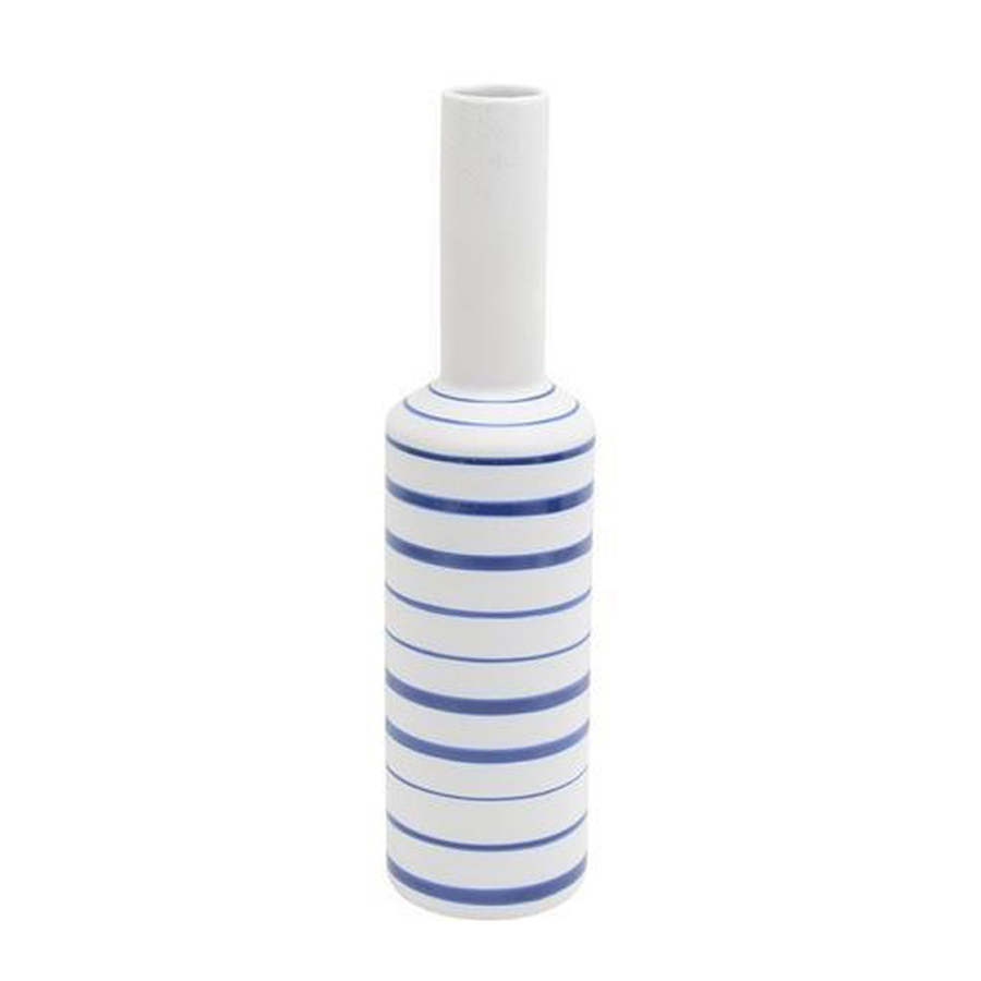 WHITE AND BLUE CERAMIC STRIPED VASE 3 Jana Ward Interiors