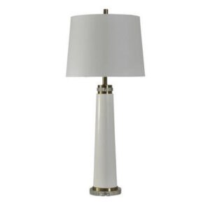 BRUSHED STEEL AND ACRYLIC TABLE LAMP