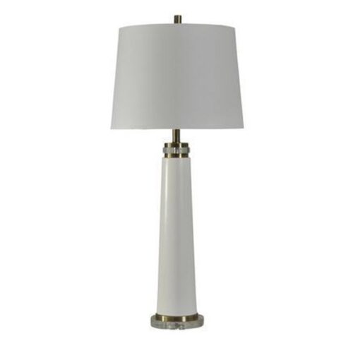 BRUSHED STEEL AND ACRYLIC TABLE LAMP