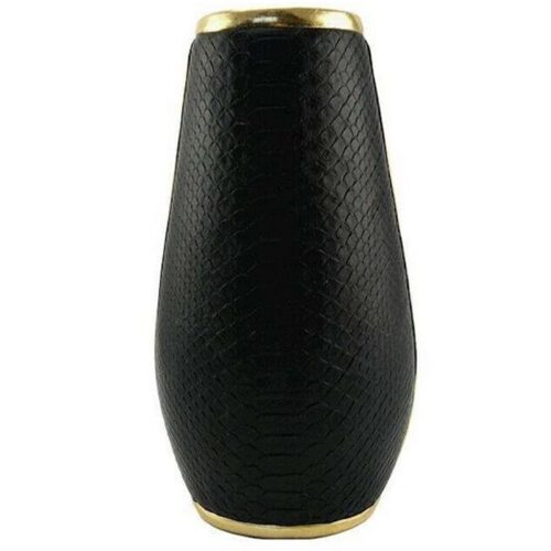 BLACK POLYRESIN BOA SKIN FINISH FLOWER VASE