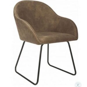 BROWN DINING CHAIR WITH ACCENT STITCHING