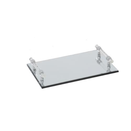 METAL MIRRORED TRAY WITH HANDLES – SMALL