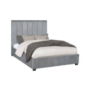 ARLES QUEEN VERTICAL CHANNELED TUFTED BED,  GREY