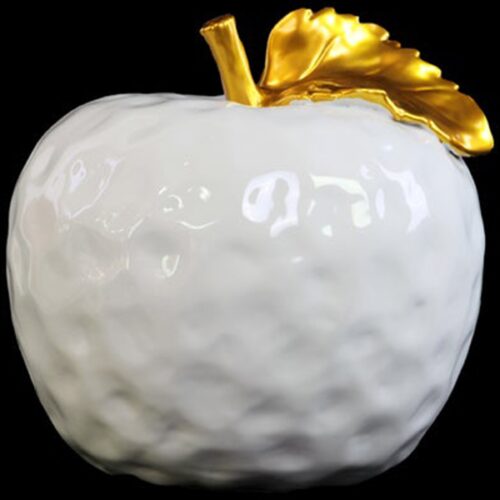 UTC WHITE CERAMIC APPLE GOLD LEAF