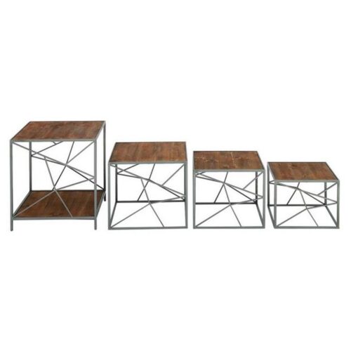 BROWN METAL CONTEMPORARY ACCENT TABLE, SET OF 4