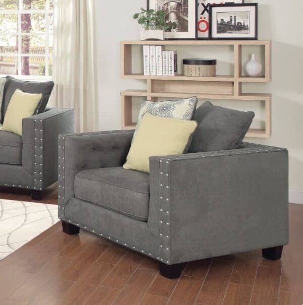 KELVINGTON GREY CHAIR WITH NAILHEADS - Image 3