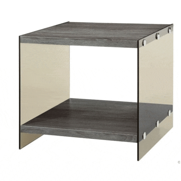 WEATHERED GRAY & GLASS END TABLE