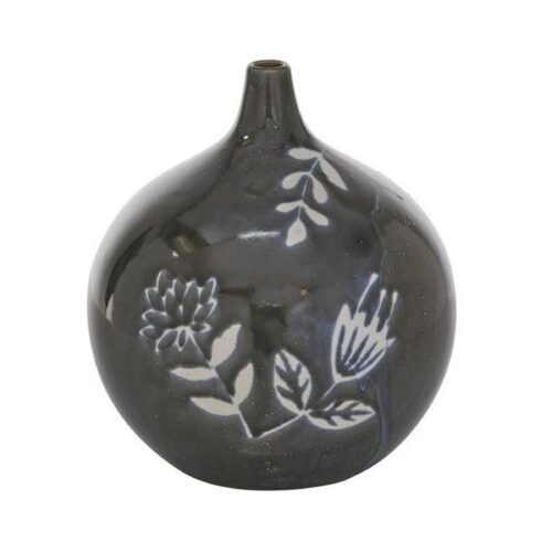 BROWN FLORAL CERAMIC VASE B