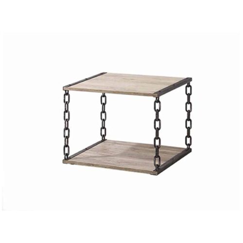 WOOD SURFACE CHAIN DESIGN SIDE TABLE