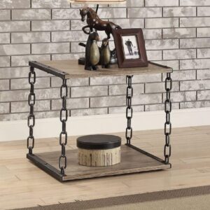 WOOD SURFACE CHAIN DESIGN SIDE TABLE