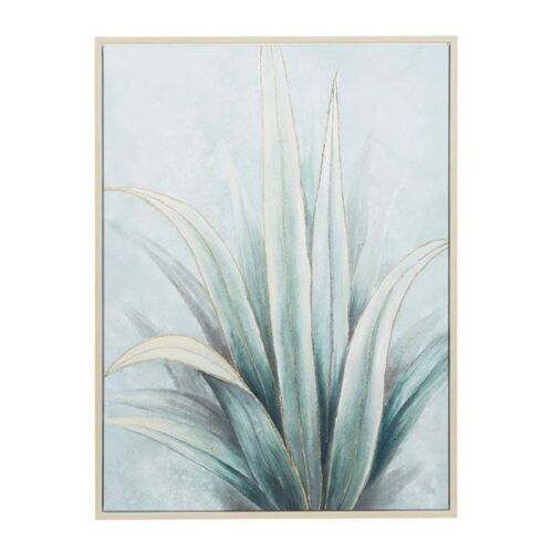 GREEN CANVAS LEAF AGAVE FRAMED WALL ART