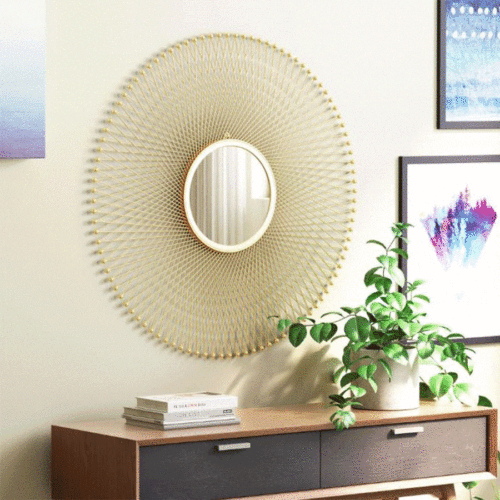 GOLD GLOW ROUND MIRROR