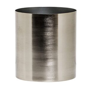 5-inch round metal flowerpot in brushed silver