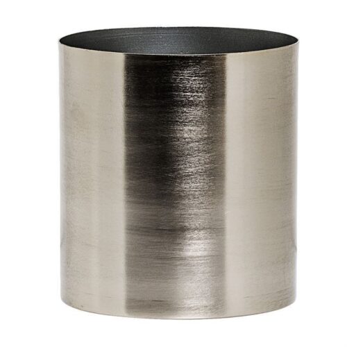 5″ ROUND METAL FLOWER POT, BRUSHED SILVER