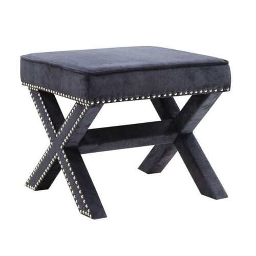 NAVY X-SHAPED OTTOMAN