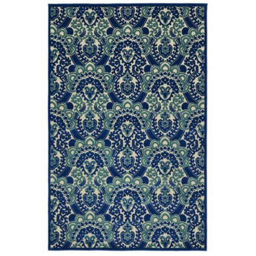 NAVY, LIGHT BLUE, AND BEIGE RUG  5′ X 7.6′