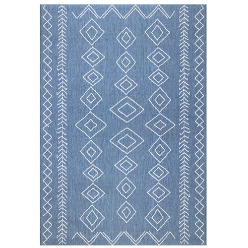 SERNA BLUE OUTDOOR RUG  5.3′ X 7.6′