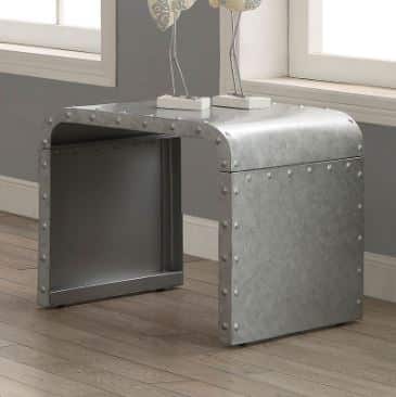 GRAY METAL END TABLE