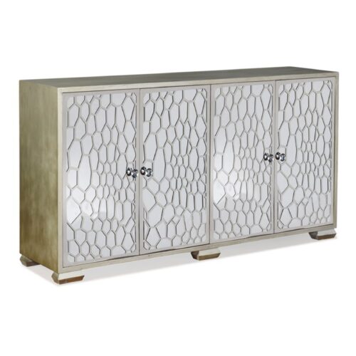 HONEYCOMB MIRRORED FOUR DOOR CREDENZA