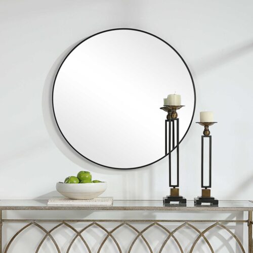 34″ ROUND MIRROR, BLACK