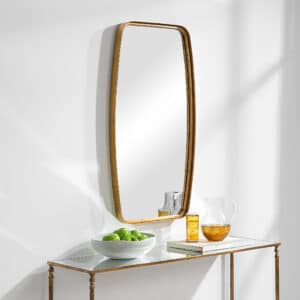 CURVED REGTANGULAR MIRROR, GOLD LEAF