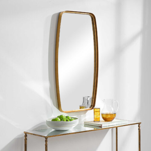 CURVED RECTANGULAR MIRROR, GOLD LEAF