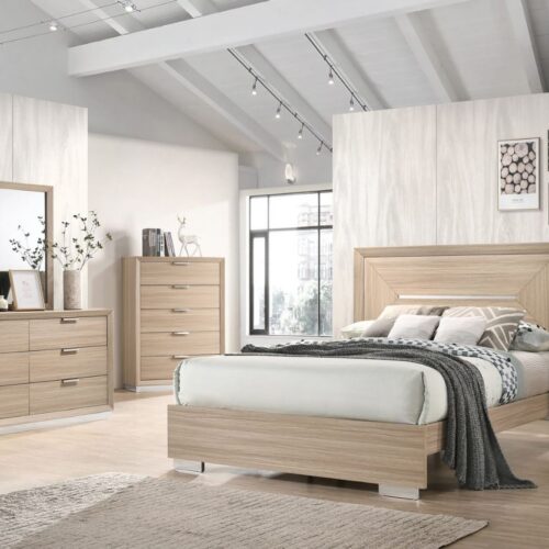 LYNNCREST Queen Panel Bed Rustic Beige