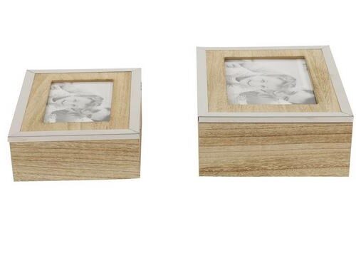 NATURAL WOOD JEWERLY BOX, SET OF 2