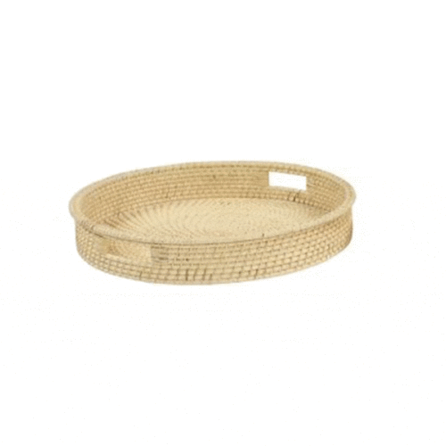 NATURAL ROUND RATTAN TRAY, 20″