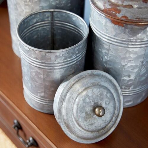 GALVANIZED METAL FARMHOUSE DECORATIVE JARS