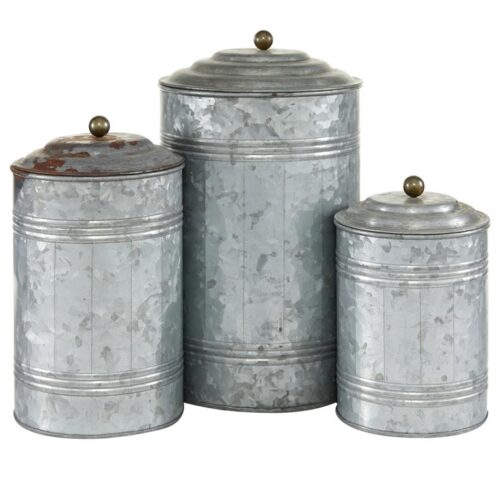 GALVANIZED METAL FARMHOUSE DECORATIVE JARS