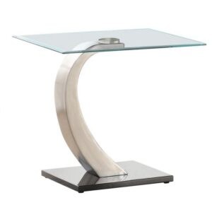 WILLEMSE Glass Top End Table Clear and Satin