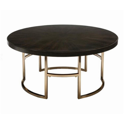 Corliss Round Coffee Table Americano and Rose Brass