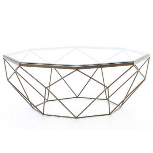 MODERN BRASS OCTOGAN COFFEE TABLE